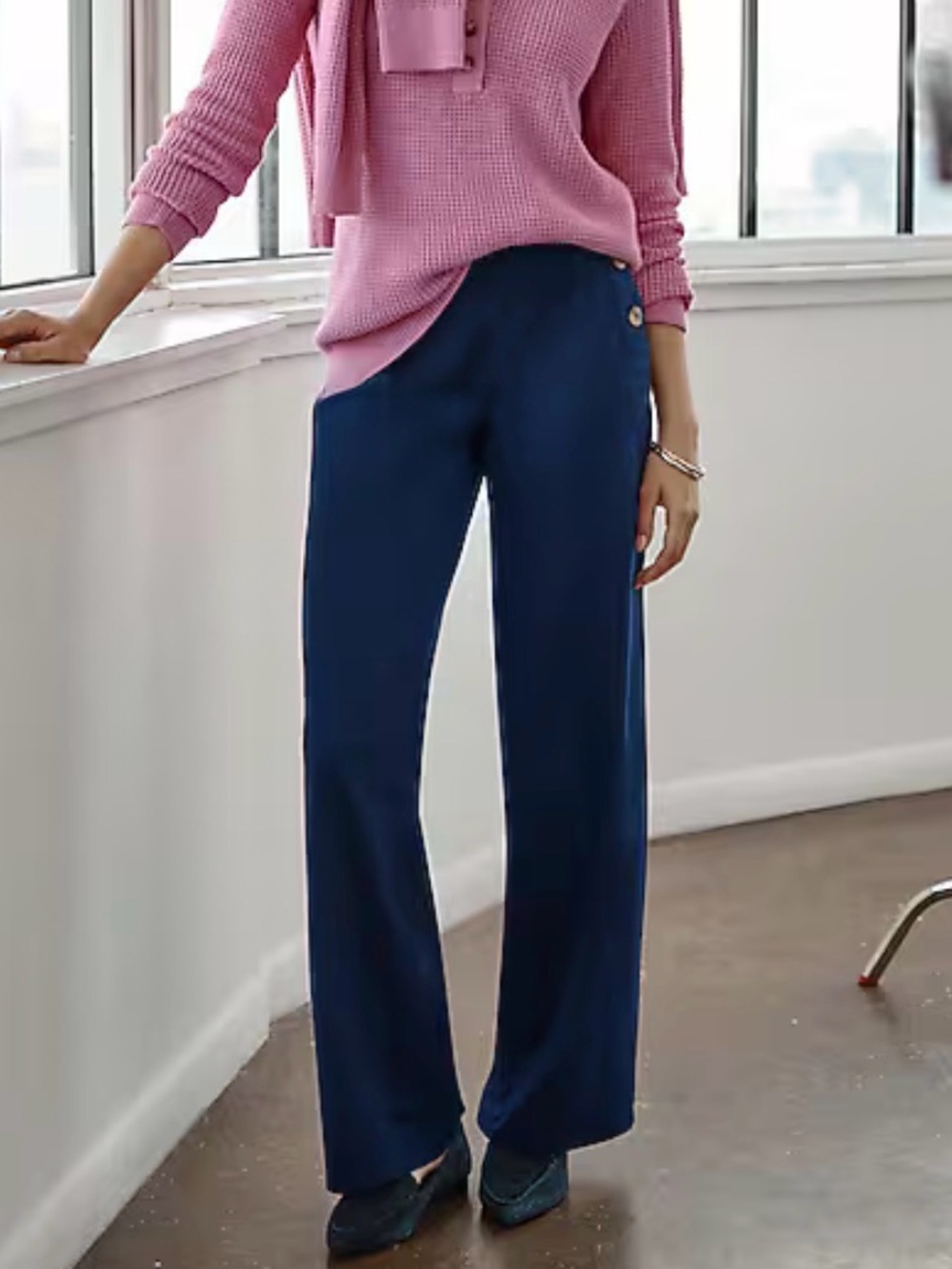 J. Jill Navy Wide-Leg Sailor Pants